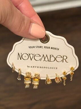 Anthropologie Gold-Tone November Birthstone Earring Set
